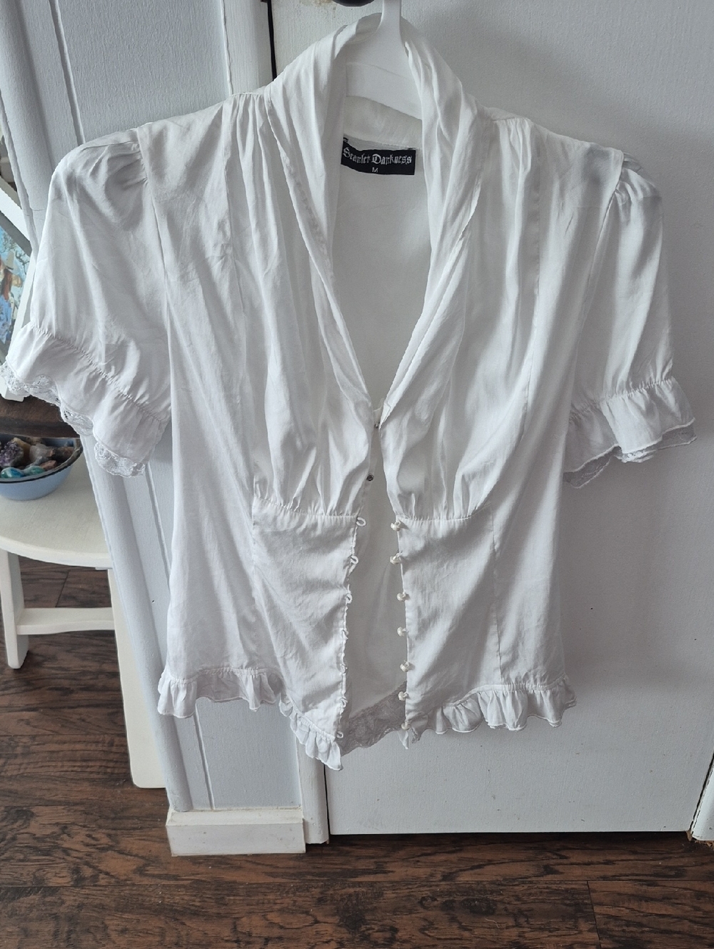 Sweetheart Darling White Ruffle Button-Front Blouse